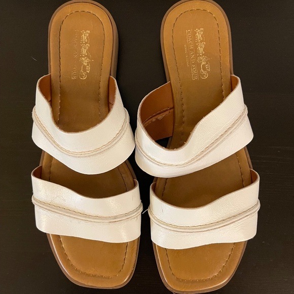 Coach & Four Gruppo double strap white slide sandals size 8 - Picture 1 of 3